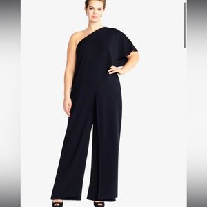 Adrianna Papell One Shoulder Jumpsuit Black New With Tags Size 16